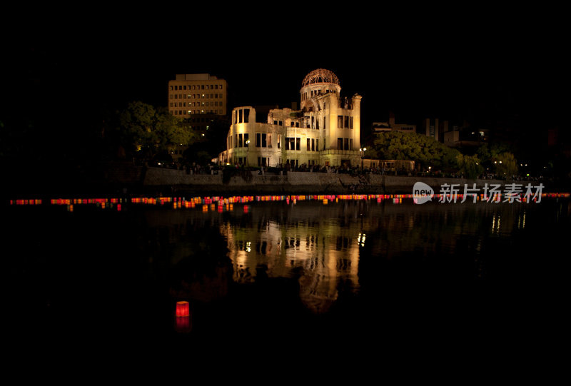 广岛原子弹圆顶(Genbaku Domu)，暮光视图